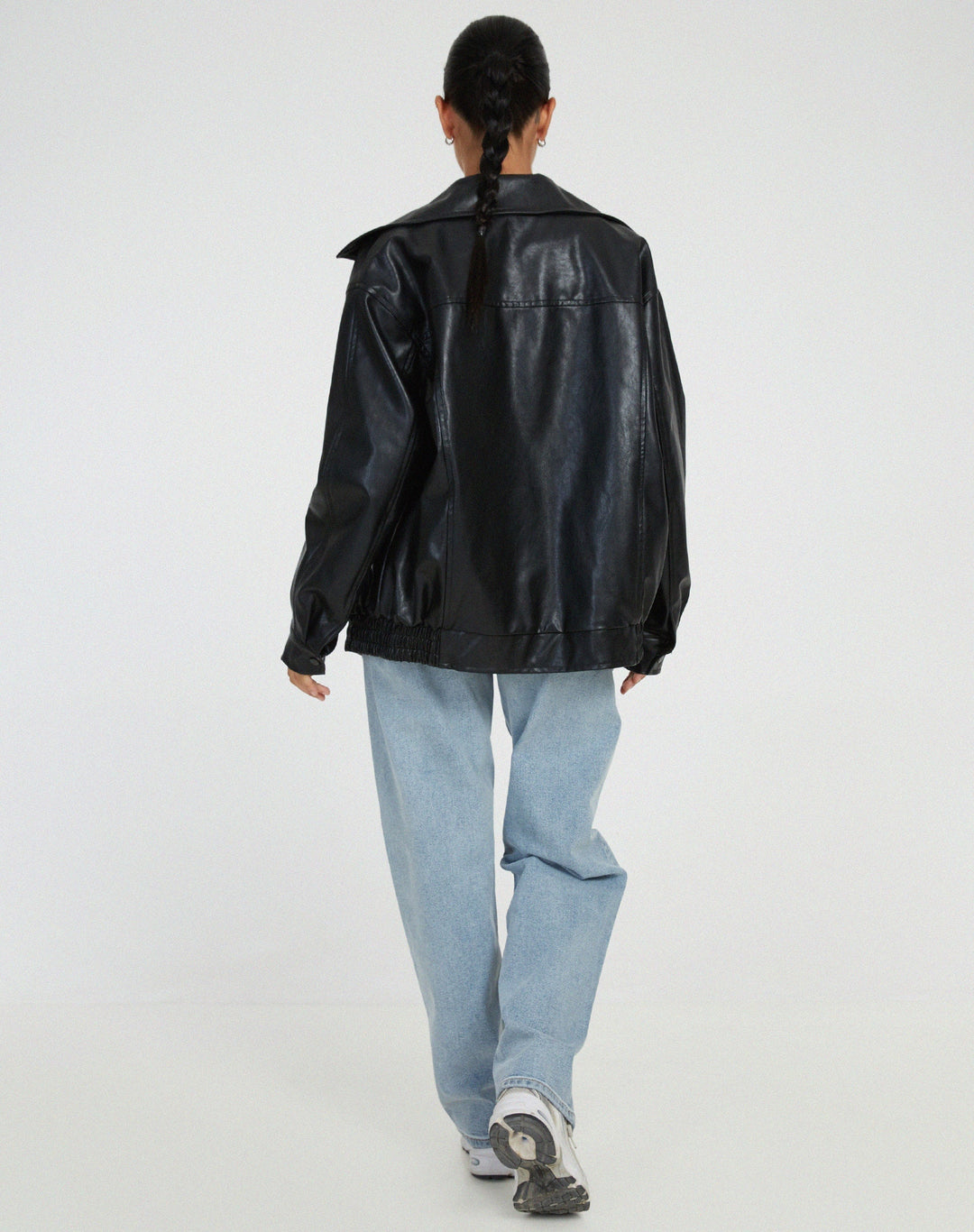 Luźna oversize damska kurtka skórzana – Yara-Brązowy-XS-Trend Polska