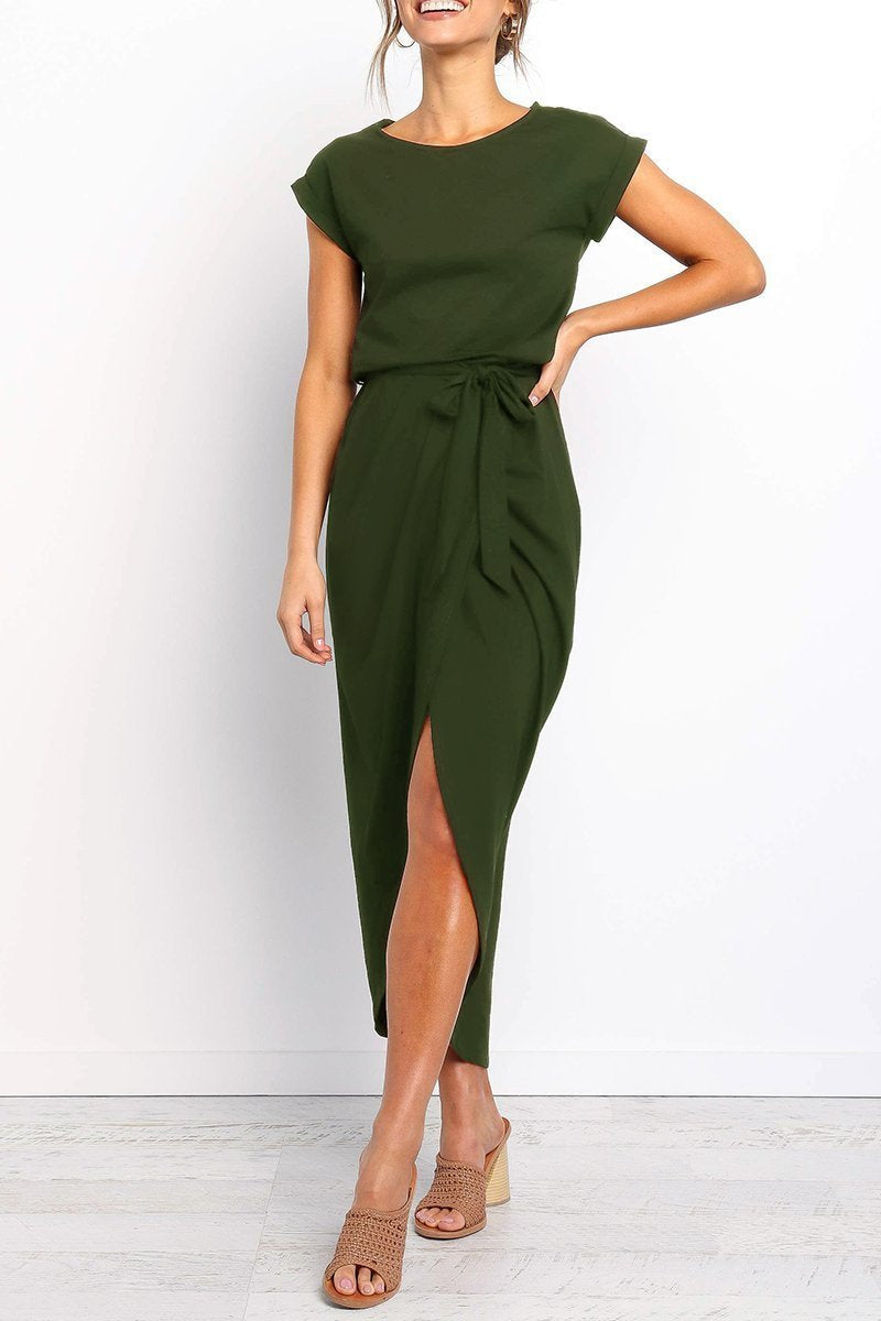Luźna sukienka midi – Isabella-Zielony-S-Trend Polska