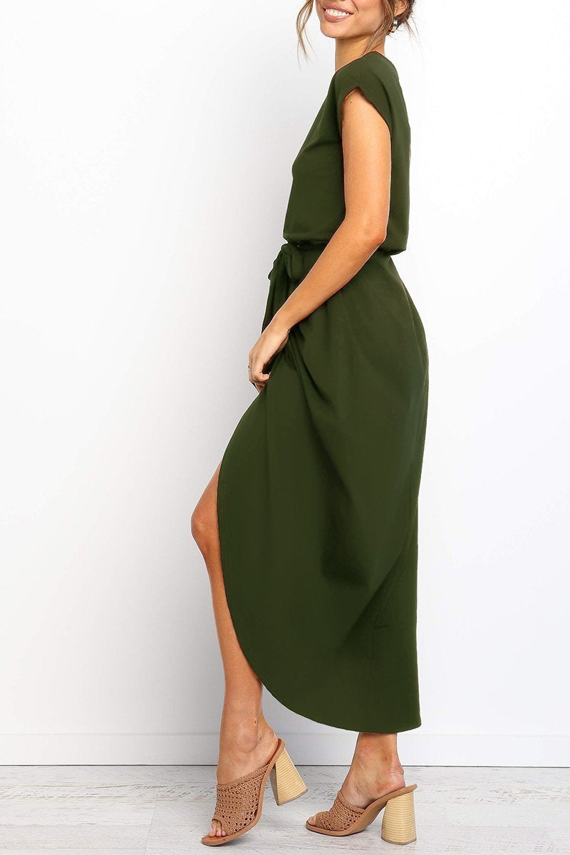 Luźna sukienka midi – Isabella-Zielony-S-Trend Polska