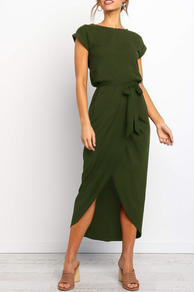 Luźna sukienka midi – Isabella-Zielony-S-Trend Polska