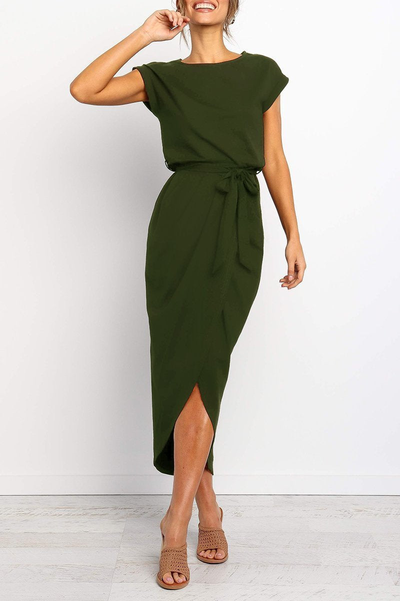 Luźna sukienka midi – Isabella-Zielony-S-Trend Polska