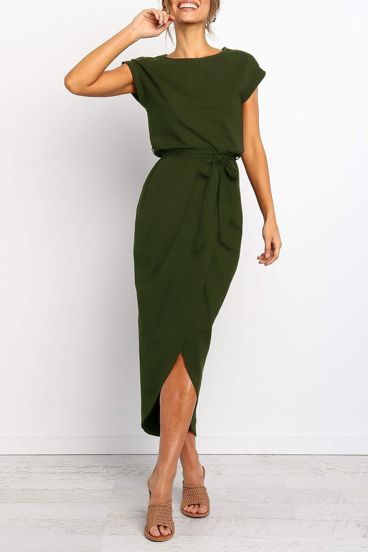Luźna sukienka midi – Isabella-Zielony-S-Trend Polska