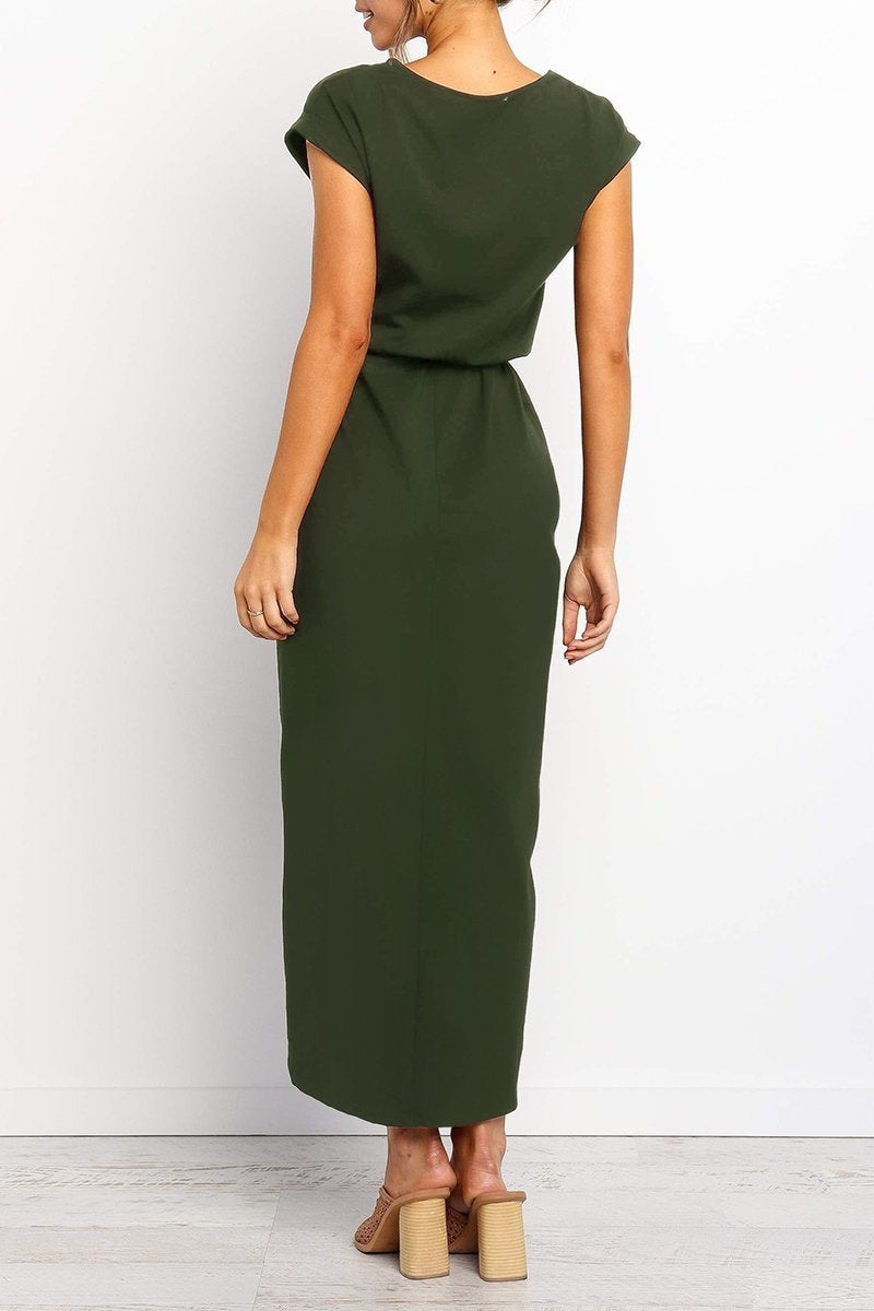 Luźna sukienka midi – Isabella-Zielony-S-Trend Polska