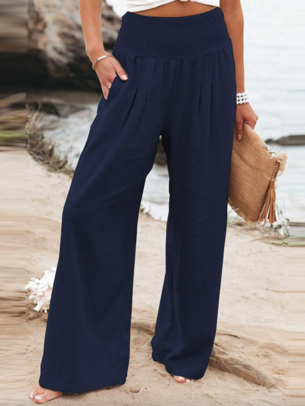 Luźne Spodnie - BreezeEase-Ciemnoniebieski-32-34-Trend Polska