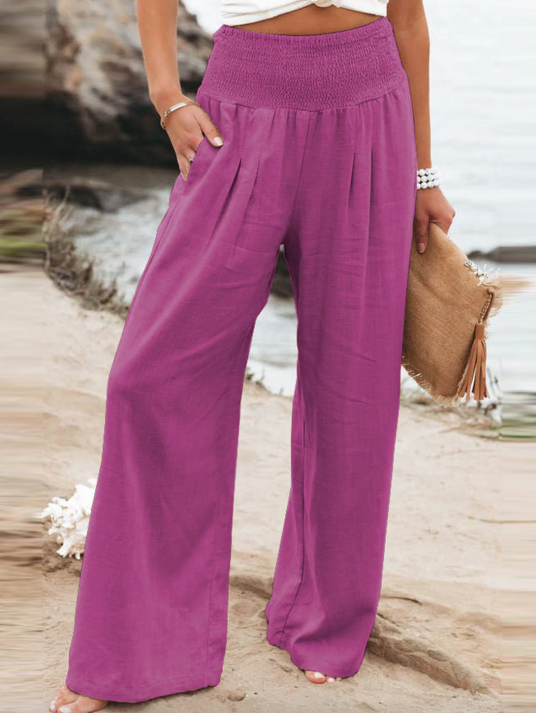 Luźne Spodnie - BreezeEase-Różowy-32-34-Trend Polska
