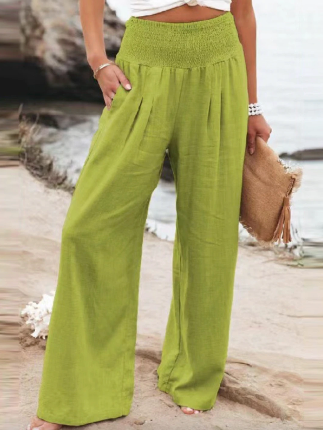 Luźne Spodnie - BreezeEase-Zielony-32-34-Trend Polska