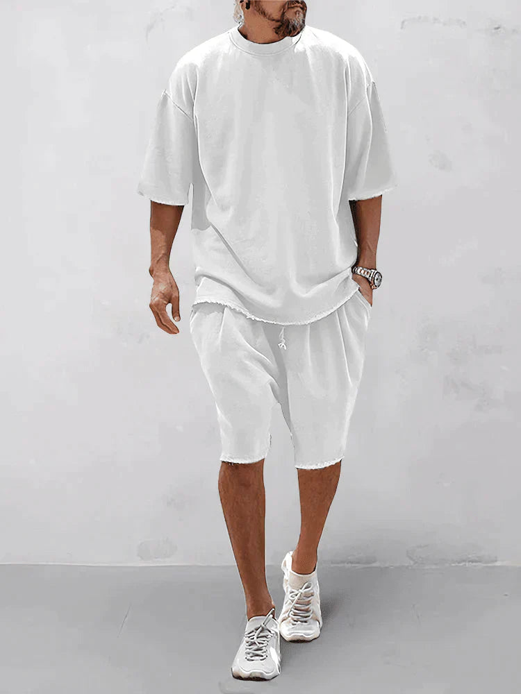 Luźny zestaw sportowy dla mężczyzn w stylu Loose-Fit – Cassian-Biały-S-Trend Polska