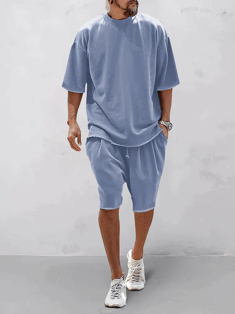 Luźny zestaw sportowy dla mężczyzn w stylu Loose-Fit – Cassian-Błękitny-S-Trend Polska