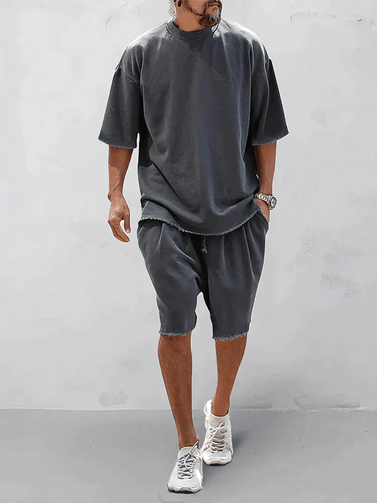 Luźny zestaw sportowy dla mężczyzn w stylu Loose-Fit – Cassian-Ciemnoszary-S-Trend Polska