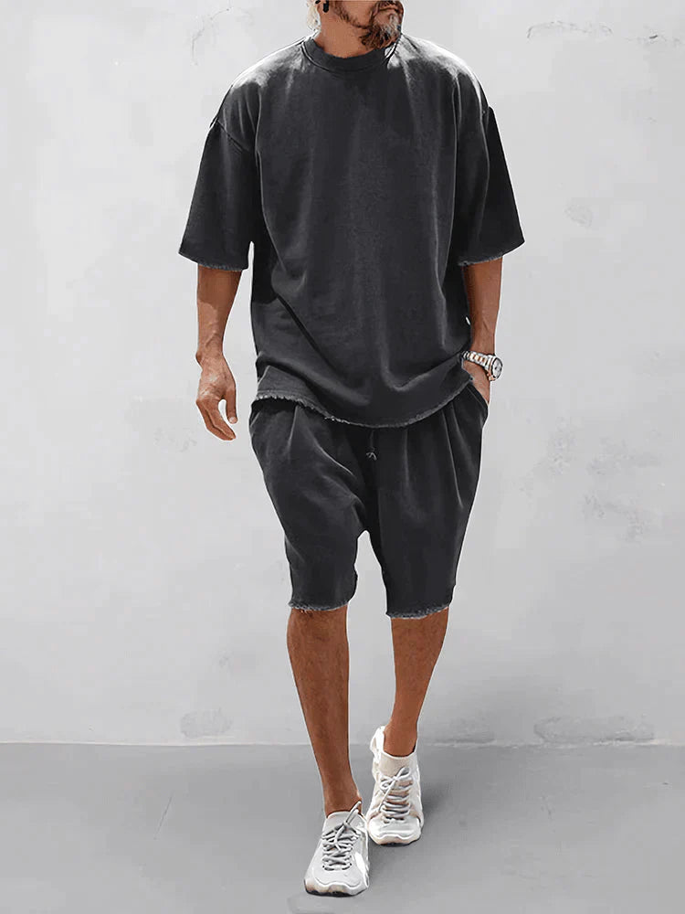 Luźny zestaw sportowy dla mężczyzn w stylu Loose-Fit – Cassian-Czarny-S-Trend Polska