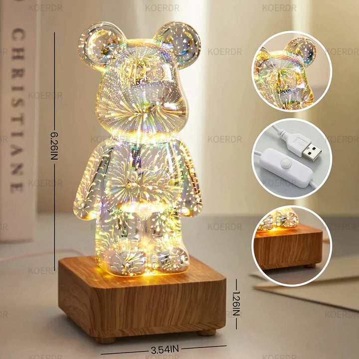 Magiczna 3D Projekcja Fajerwerków Lampa Nastrojowa - StarBear-3 Kolory-Trend Polska