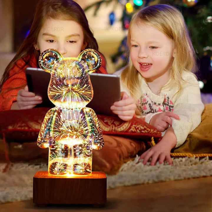 Magiczna 3D Projekcja Fajerwerków Lampa Nastrojowa - StarBear-7 Kolory-Trend Polska