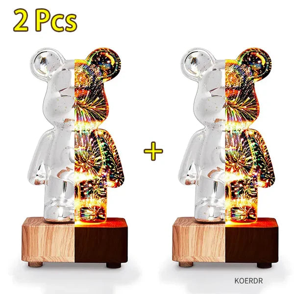 Magiczna 3D Projekcja Fajerwerków Lampa Nastrojowa - StarBear-7 Kolory-Trend Polska