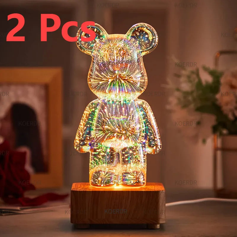Magiczna 3D Projekcja Fajerwerków Lampa Nastrojowa - StarBear-7 Kolory-Trend Polska