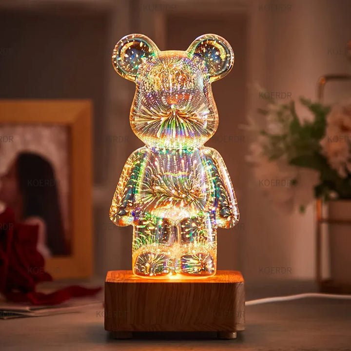 Magiczna 3D Projekcja Fajerwerków Lampa Nastrojowa - StarBear-7 Kolory-Trend Polska