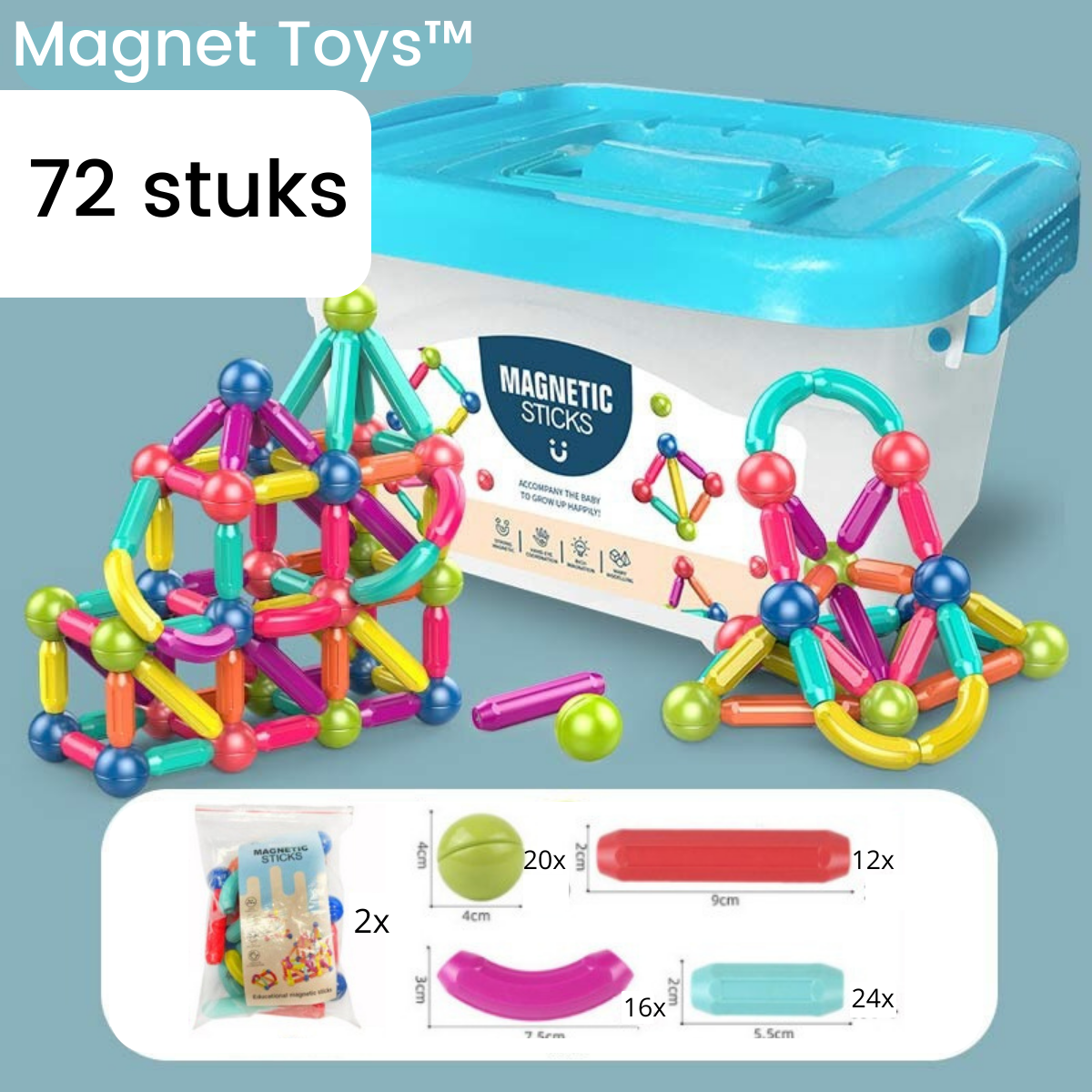 Magnetyczne Klocki Budowlane - MagnaMaster-144 elementy-Trend Polska