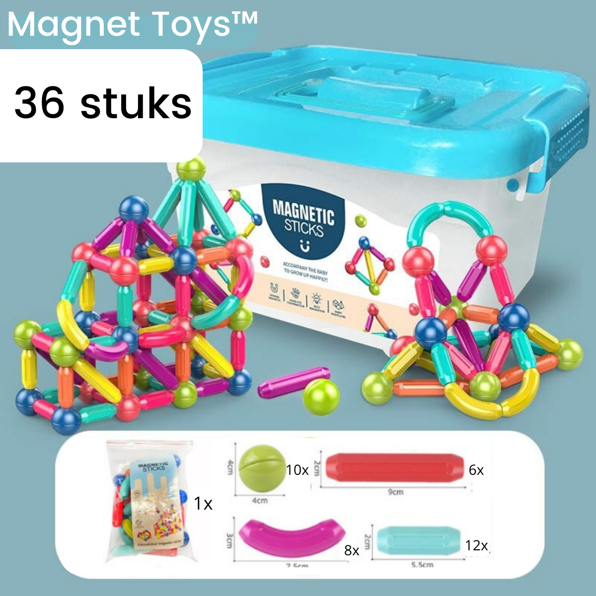 Magnetyczne Klocki Budowlane - MagnaMaster-144 elementy-Trend Polska