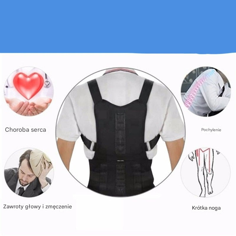 Magnetyczny stabilizator pleców - PosturePro-Czarny-S (60-75 cm)-Trend Polska