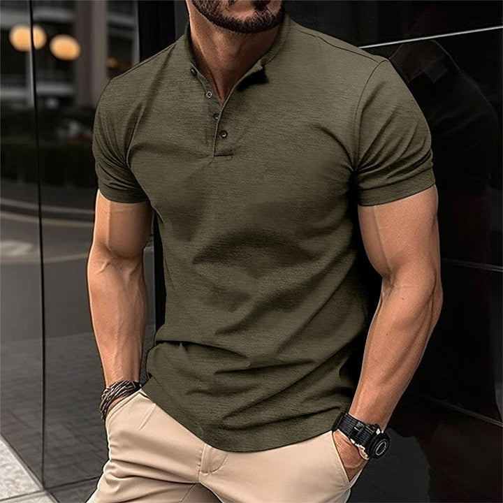 Maison - Stylowa koszulka polo dla mężczyzn-Zielony wojskowy-S-Trend Polska