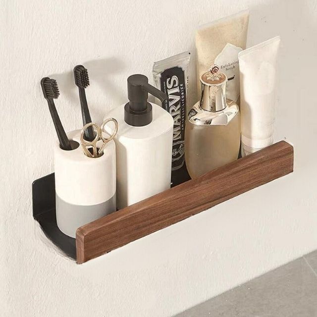 Masywna drewniana półka łazienkowa – WoodaFix-Brązowy-S (20cm)-Trend Polska