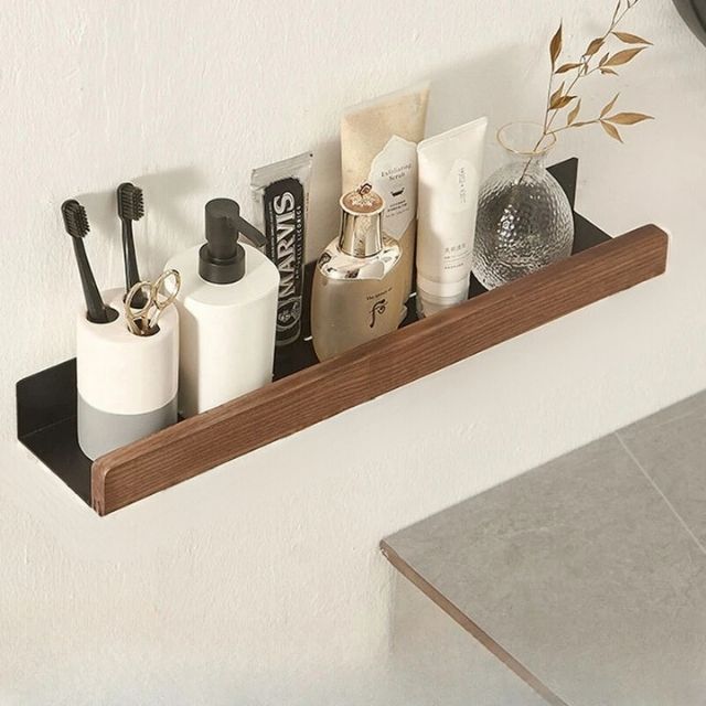 Masywna drewniana półka łazienkowa – WoodaFix-Brązowy-S (20cm)-Trend Polska