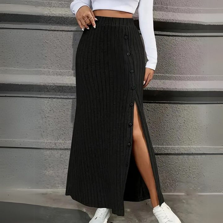 Maxi spódnica z falbanami – Selina-Czarny-XS-Trend Polska