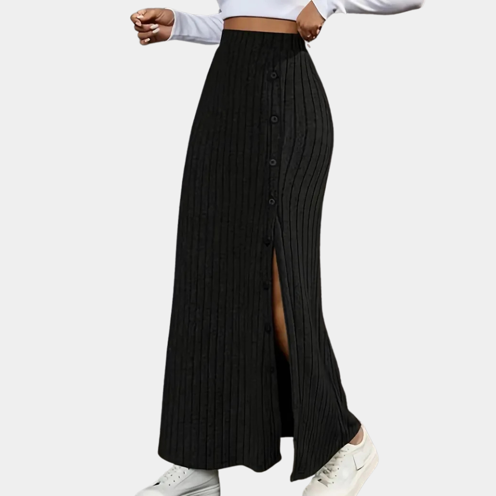 Maxi spódnica z falbanami – Selina-Czarny-XS-Trend Polska