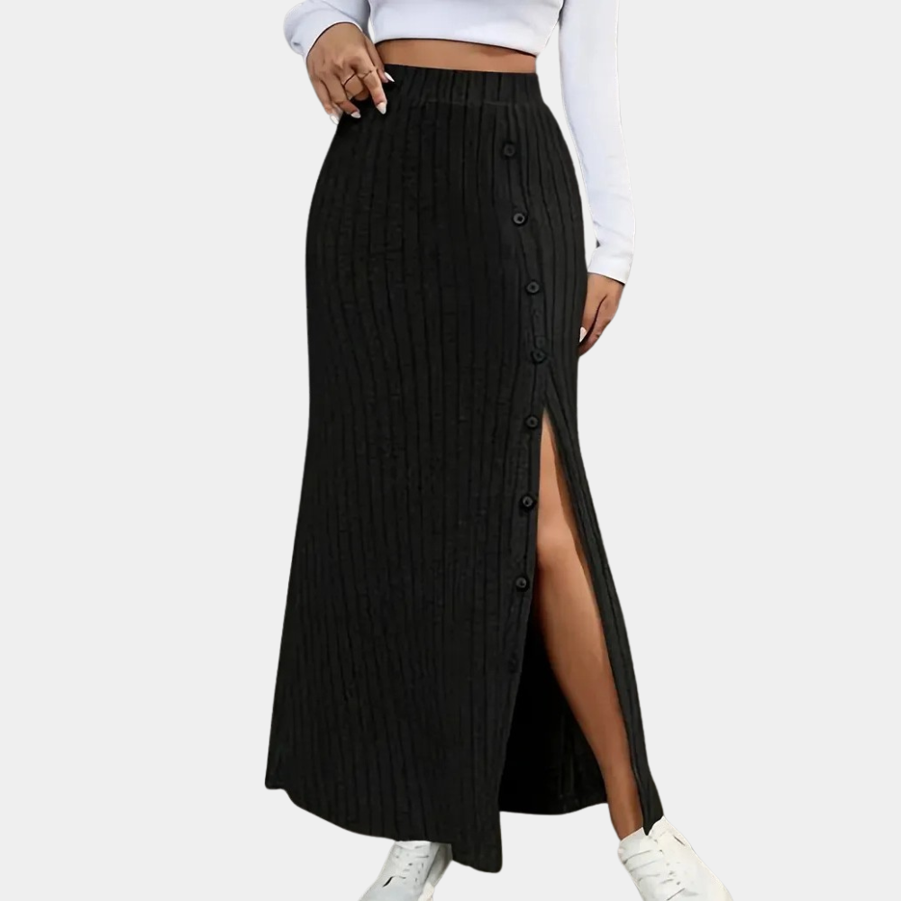 Maxi spódnica z falbanami – Selina-Czarny-XS-Trend Polska