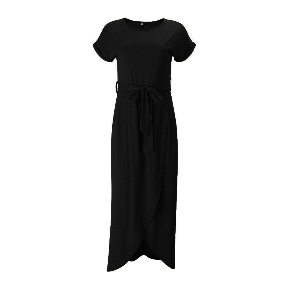 Maxi sukienka z rozcięciem - Selene-Czarny-S-Trend Polska