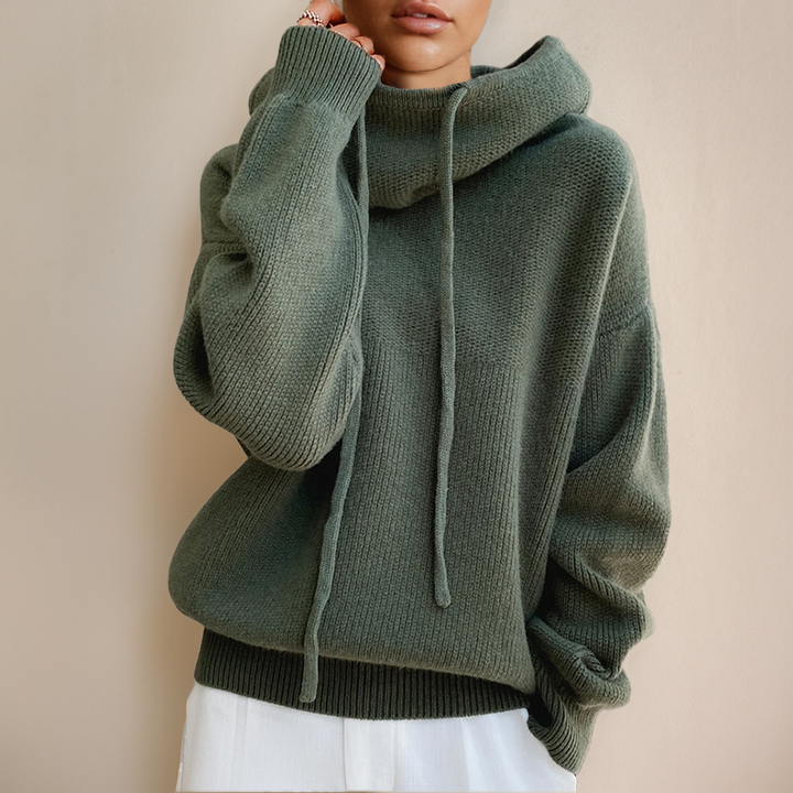 Merino Wełniany Damski Sweter z Golfem - Lena-Zielony-XS-Trend Polska