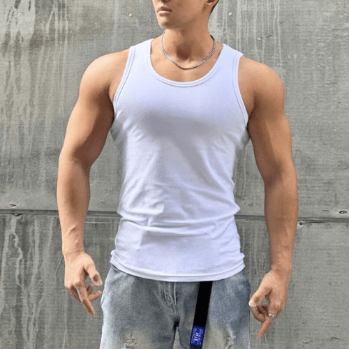Męska bezrękawnik do fitnessu z oddychającego materiału – Nico-Biały-M-Trend Polska