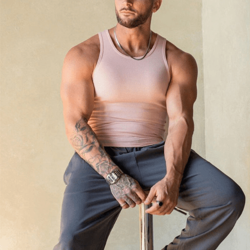 Męska bezrękawnik do fitnessu z oddychającego materiału – Nico-Różowy-M-Trend Polska