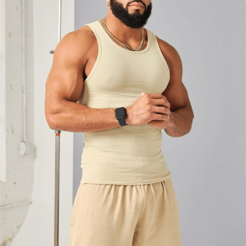 Męska bezrękawnik do fitnessu z oddychającego materiału – Nico-Żółty-M-Trend Polska