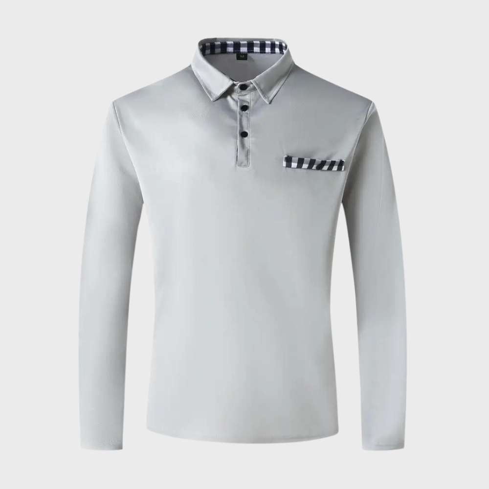 Męska koszulka polo z długim rękawem - Oliver-Czarny-S-Trend Polska