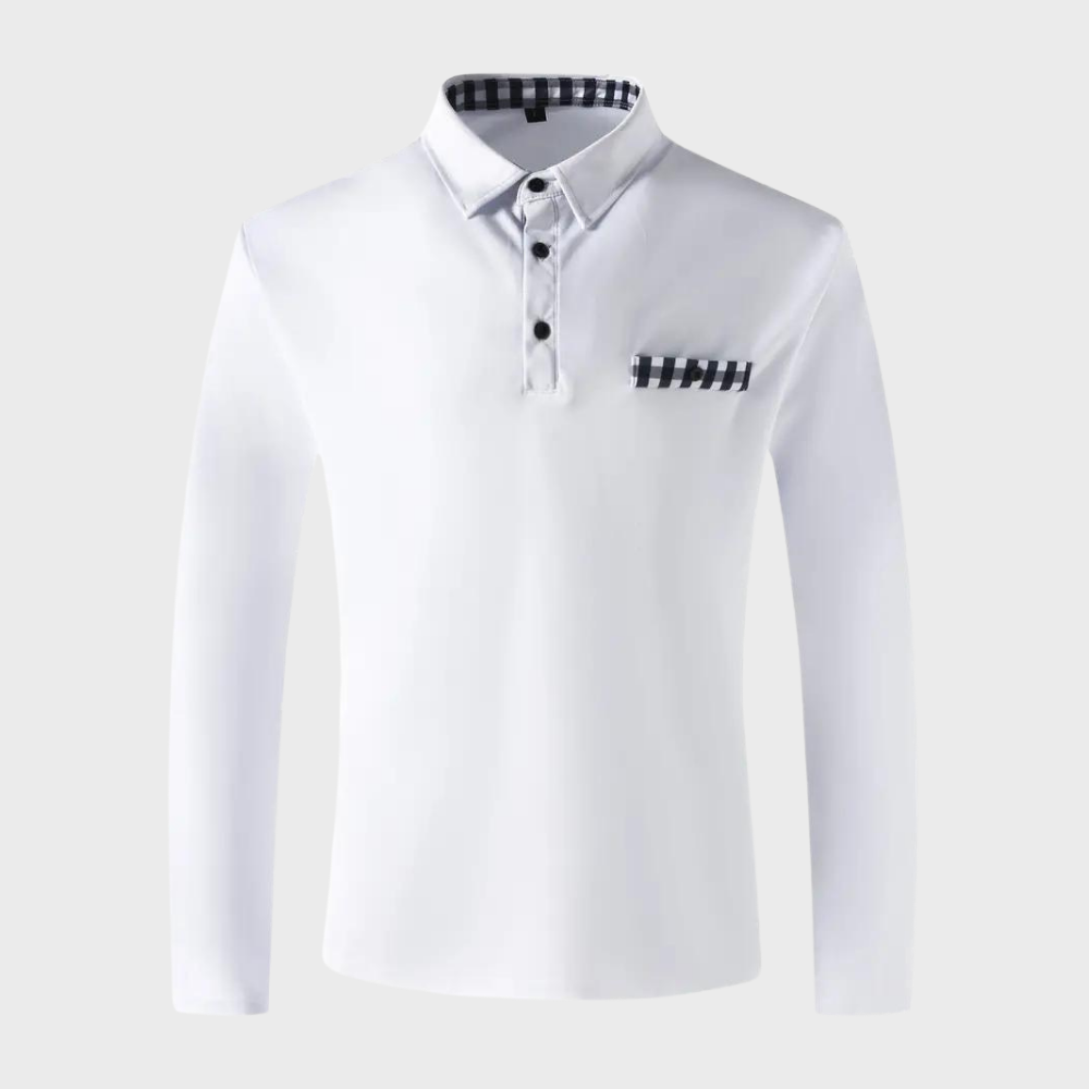 Męska koszulka polo z długim rękawem - Oliver-Czarny-S-Trend Polska