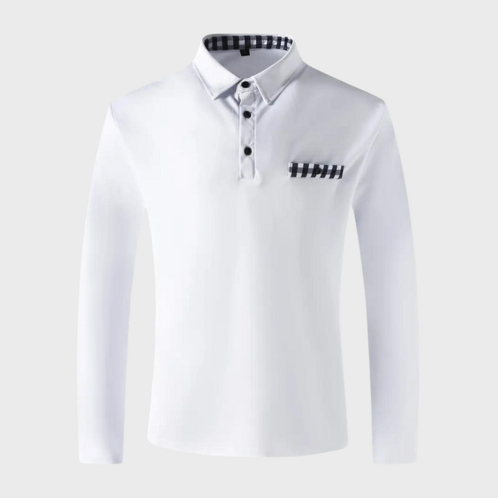 Męska koszulka polo z długim rękawem - Oliver-Czarny-S-Trend Polska