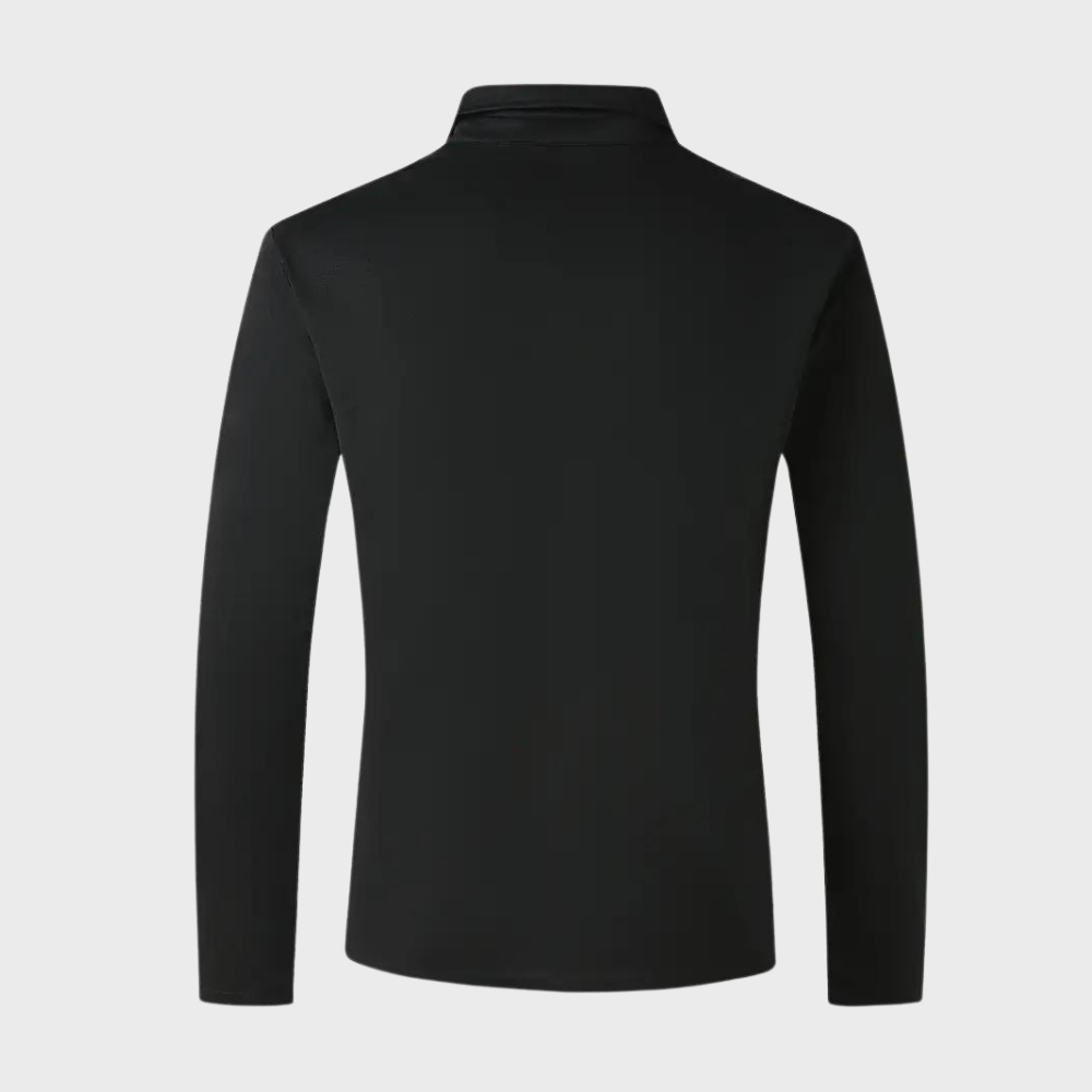Męska koszulka polo z długim rękawem - Oliver-Czarny-S-Trend Polska