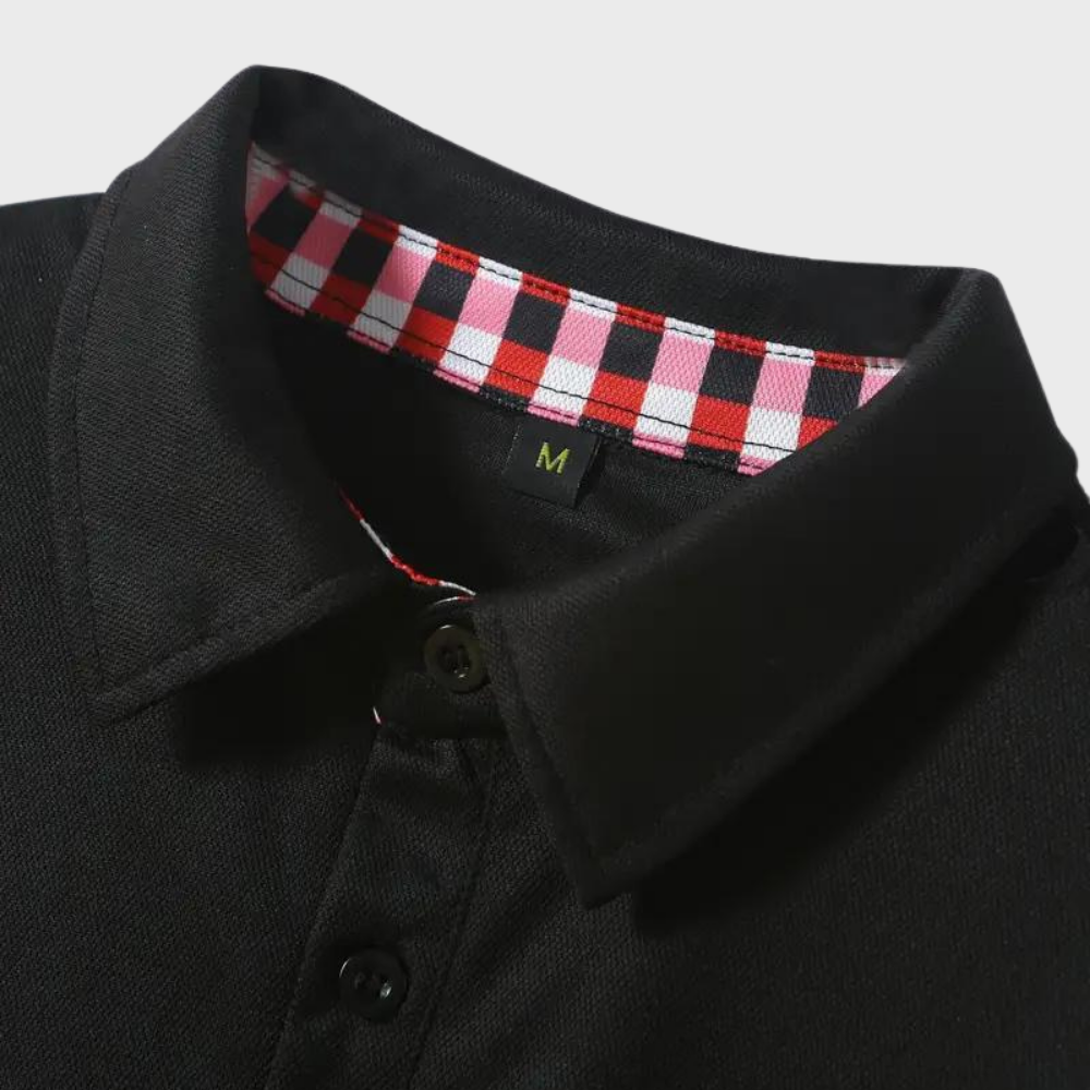 Męska koszulka polo z długim rękawem - Oliver-Czarny-S-Trend Polska