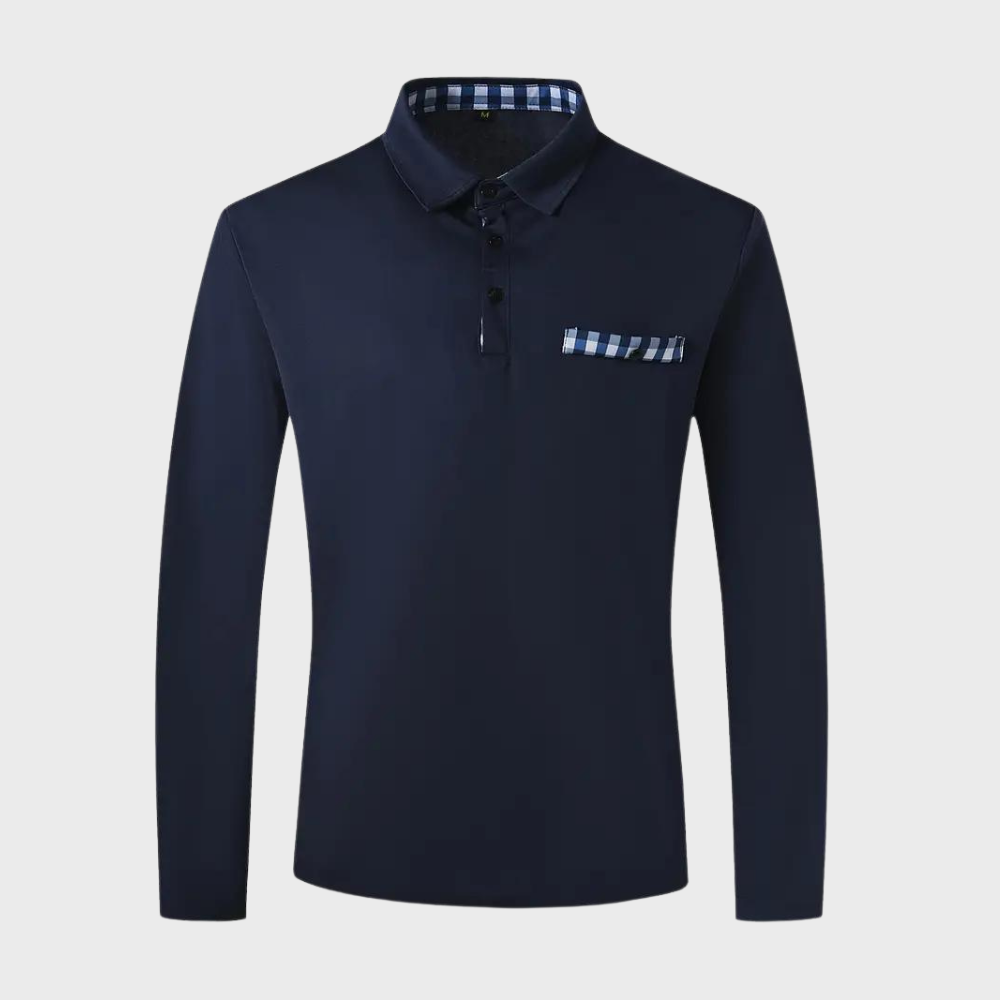 Męska koszulka polo z długim rękawem - Oliver-Czarny-S-Trend Polska