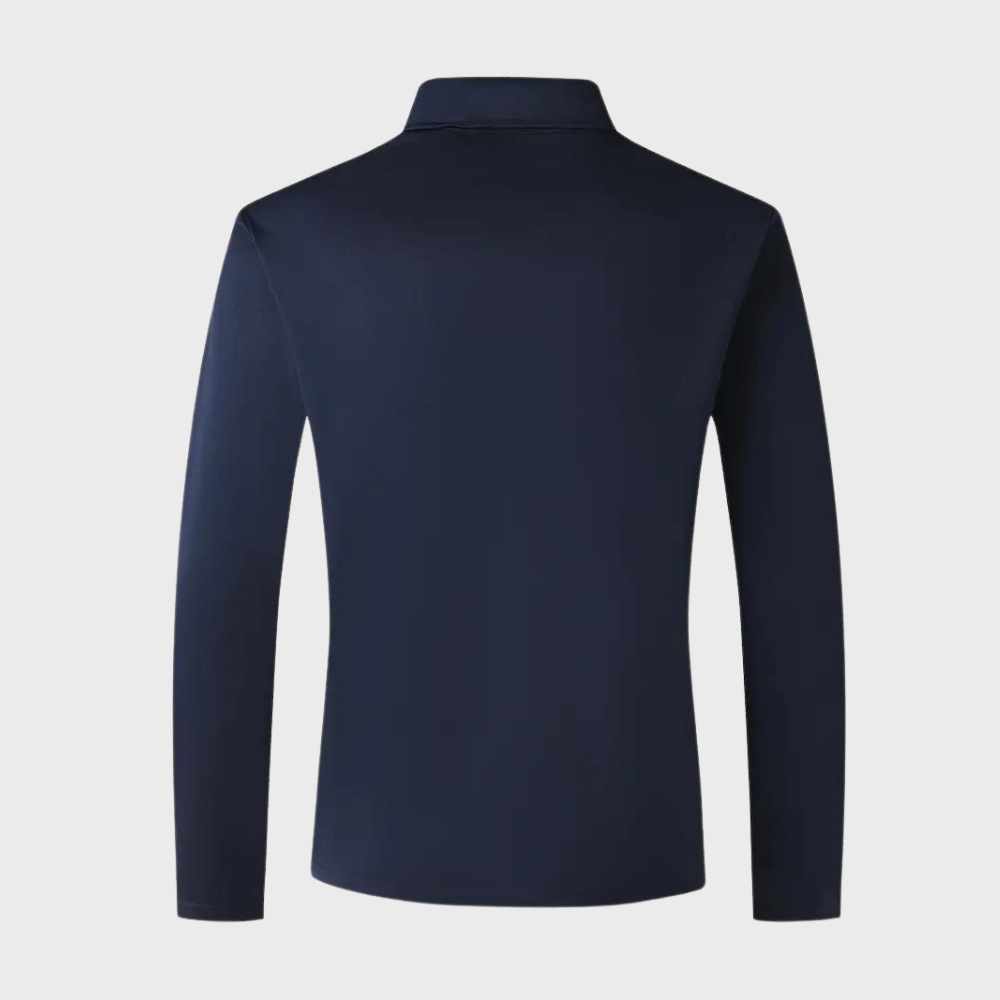 Męska koszulka polo z długim rękawem - Oliver-Czarny-S-Trend Polska