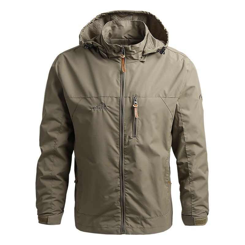 Męska kurtka outdoorowa z kapturem - Maximus-Khaki-S-Trend Polska