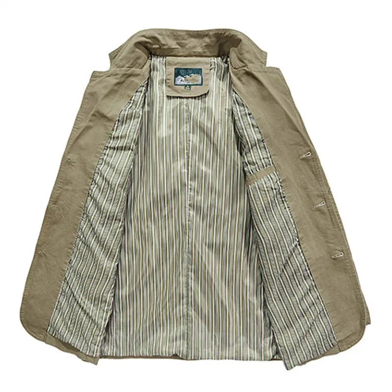 Męska letnia kurtka w stylu vintage i militarnym – Viktor-Khaki-S-Trend Polska