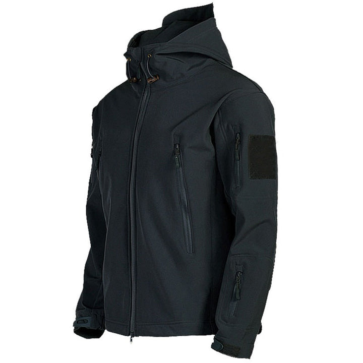 Męska taktyczna wodoodporna kurtka softshell z kapturem - Kai-Czarny-S-Trend Polska