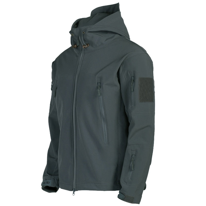 Męska taktyczna wodoodporna kurtka softshell z kapturem - Kai-Szary-S-Trend Polska