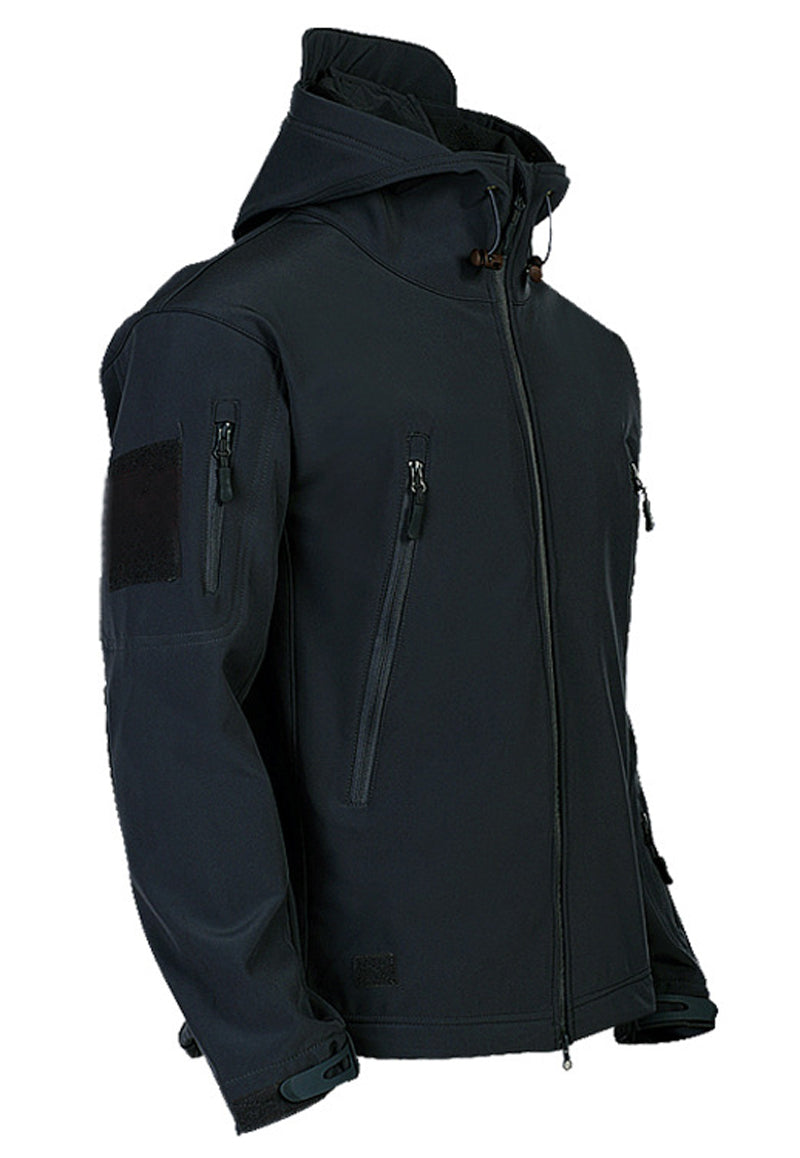 Męska taktyczna wodoodporna kurtka softshell z kapturem - Kai-Czarny-S-Trend Polska