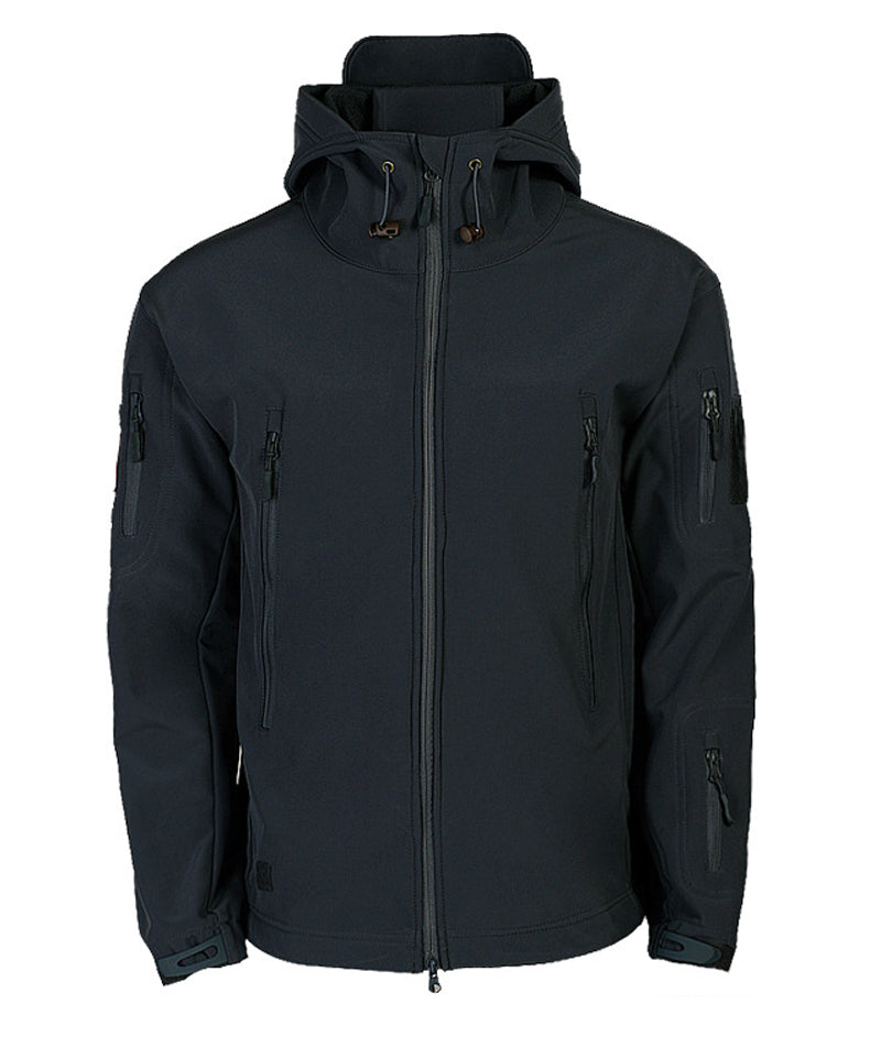Męska taktyczna wodoodporna kurtka softshell z kapturem - Kai-Czarny-S-Trend Polska
