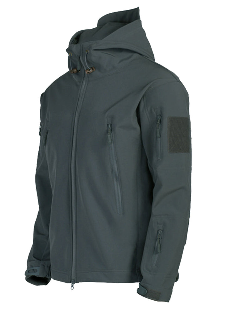 Męska taktyczna wodoodporna kurtka softshell z kapturem - Kai-Czarny-S-Trend Polska