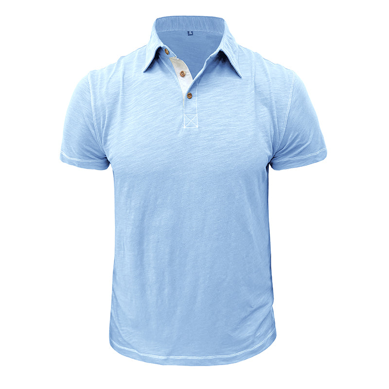 Męski polo z miękkiej bawełny – Matteo-Błękitny-S-Trend Polska
