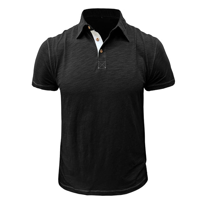 Męski polo z miękkiej bawełny – Matteo-Czarny-S-Trend Polska