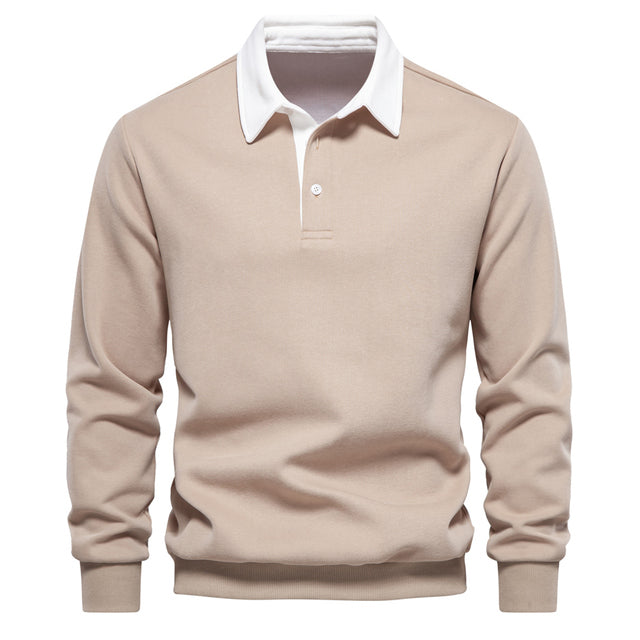 Męski sweter polo – Lorenzo-Beżowy-S-Trend Polska